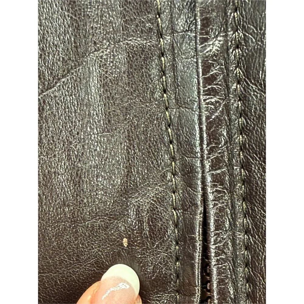 Members Only Men's Chocolate Brown Leather Bomber Jacket 42 - Picture 4 of 16